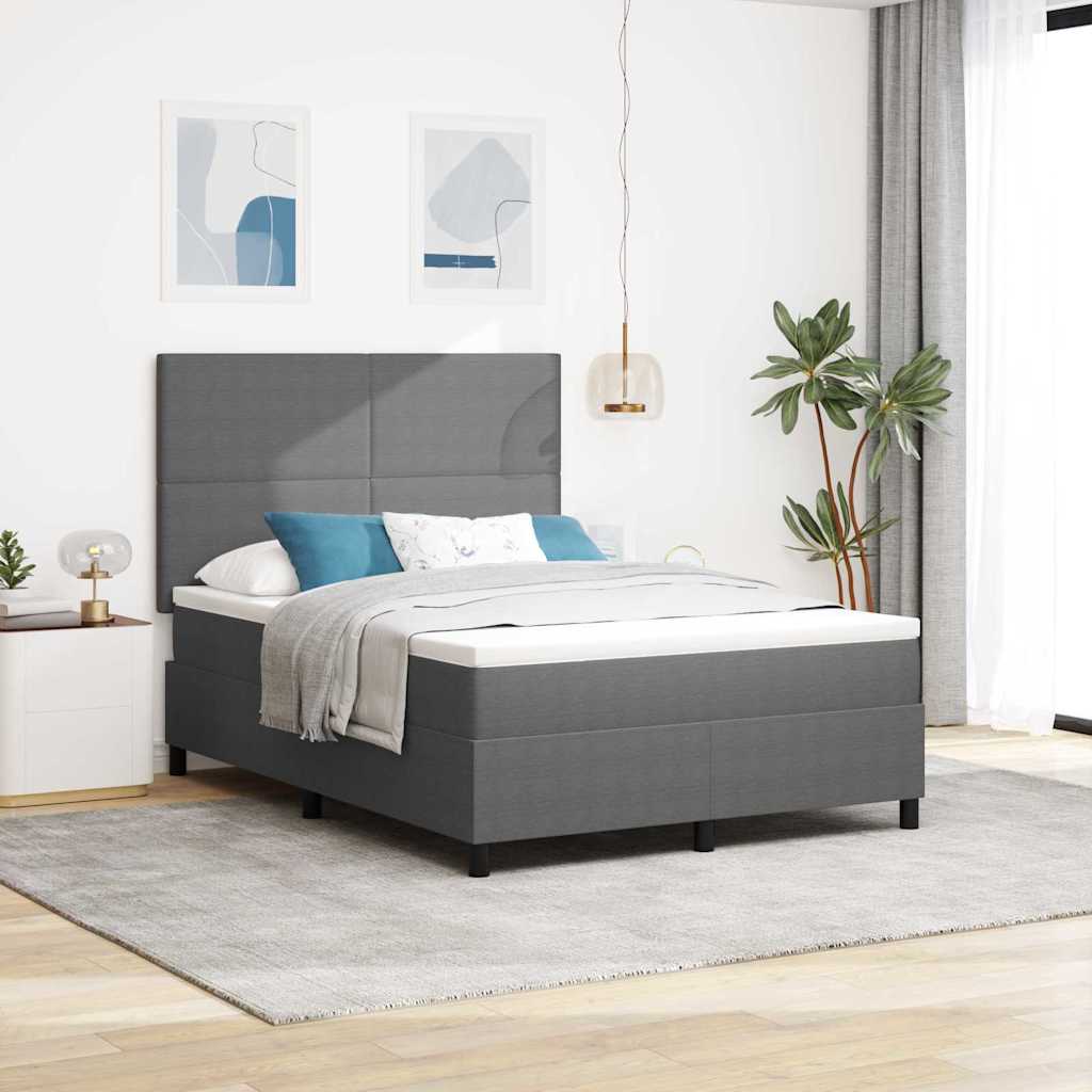LED Box Spring Bed Lys Grå og Hvid 140 x 190 cm Velourstof