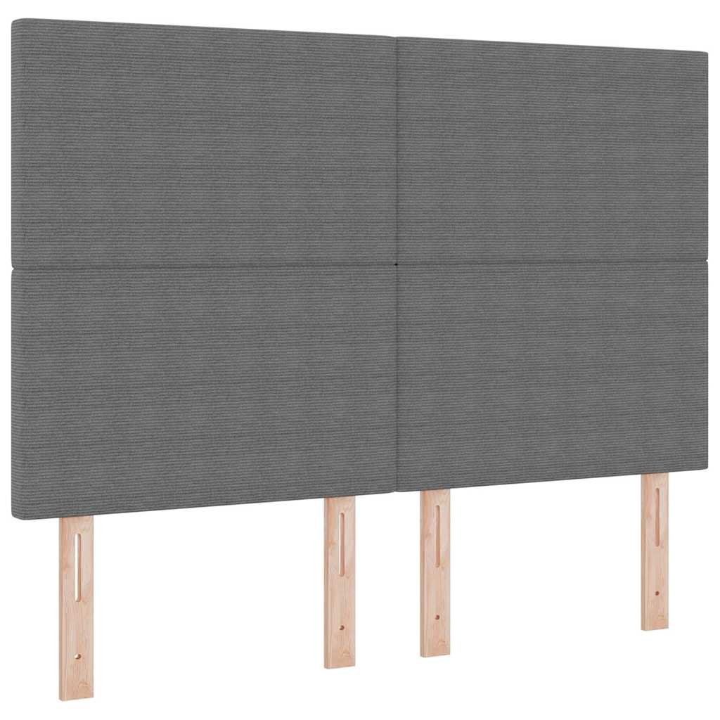 LED Box Spring Bed Lys Grå og Hvid 140 x 190 cm Velourstof