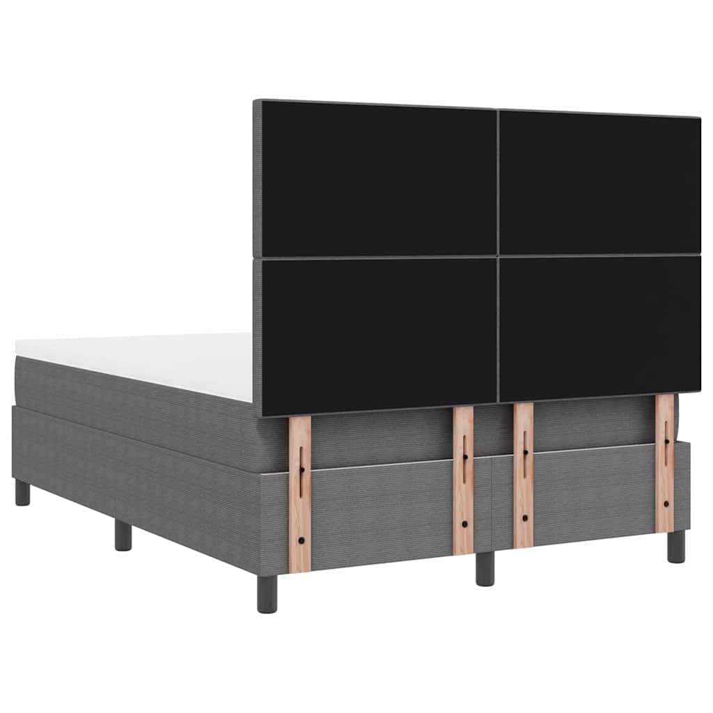 LED Box Spring Bed Lys Grå og Hvid 140 x 190 cm Velourstof