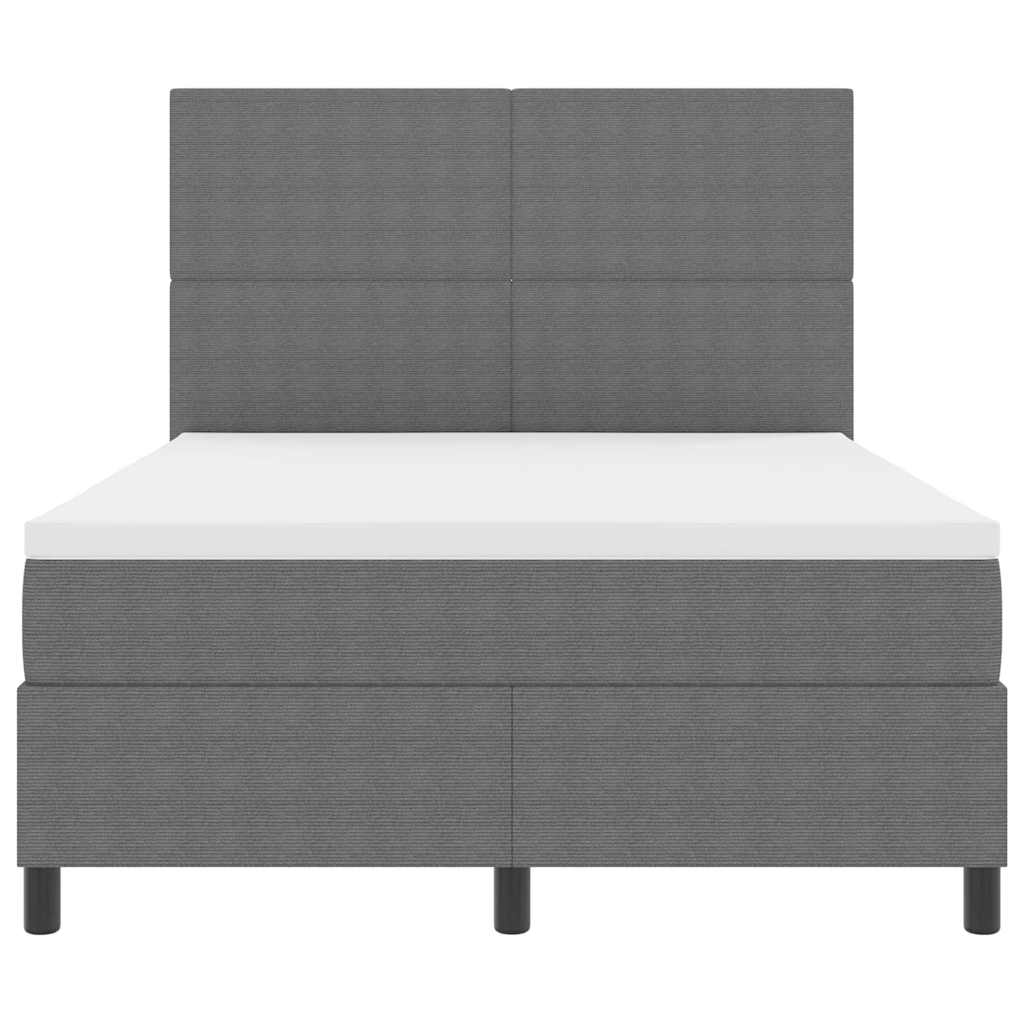 LED Box Spring Bed Lys Grå og Hvid 140 x 190 cm Velourstof