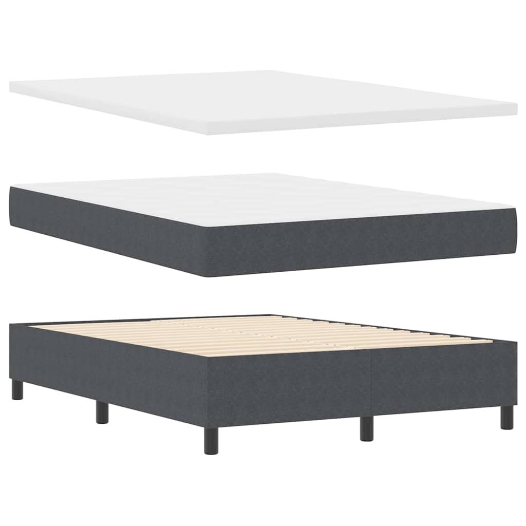 LED Box Spring Bed Mørkegrå og Hvid 140 x 200 cm Velourstof