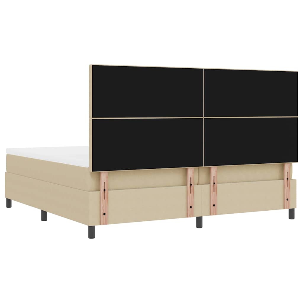 LED Box Spring Bed Lys Grå og Hvid 200 x 200 cm Velourstof