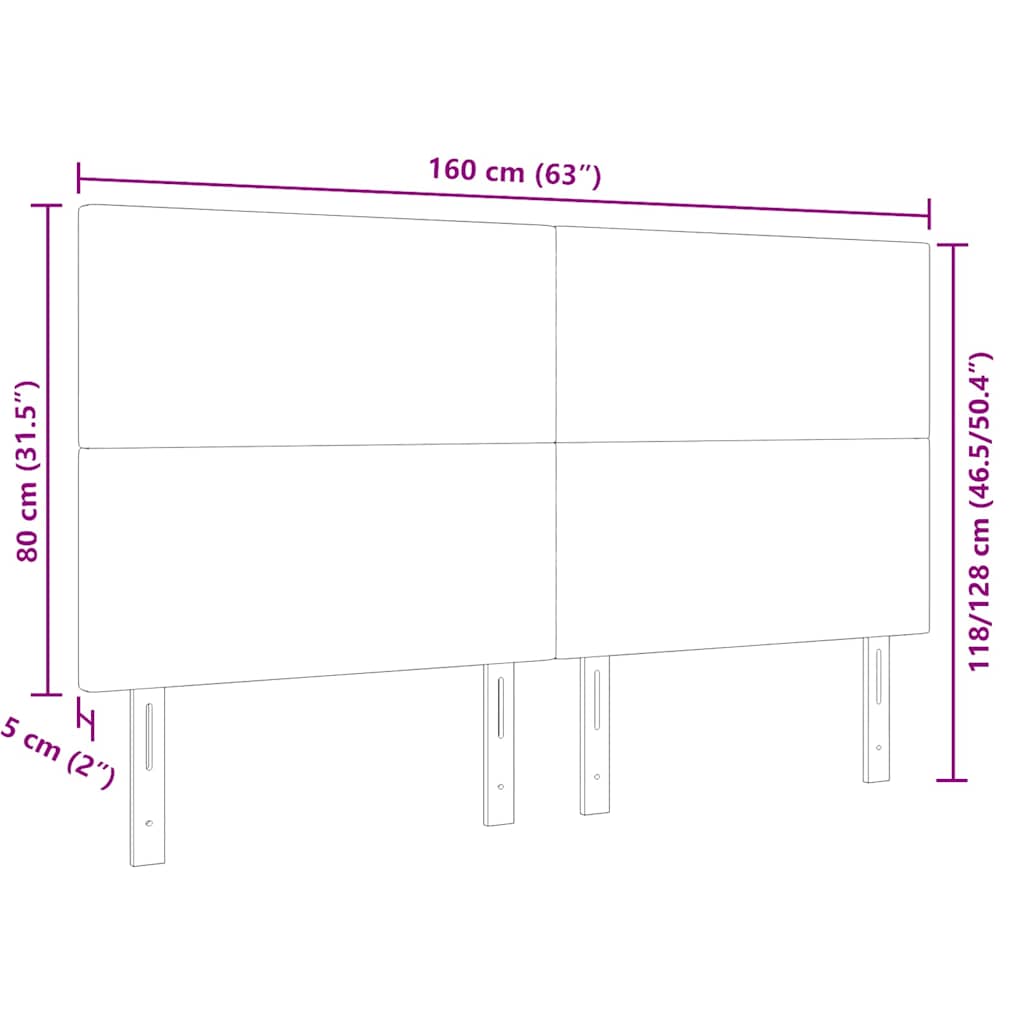 Hovedgærde Mørkegrå 160 cm Velourstof