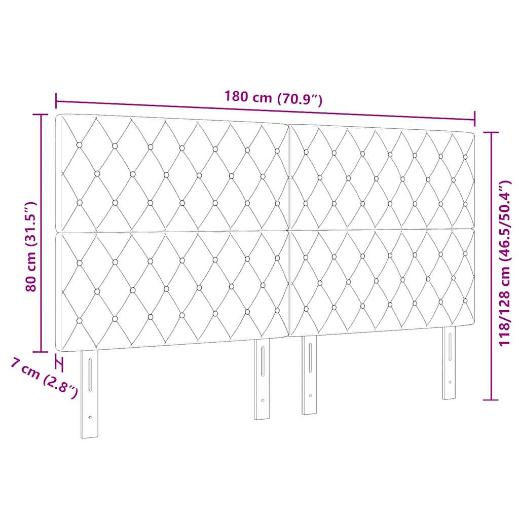 Hovedgærde Sort 180 cm Fløjl