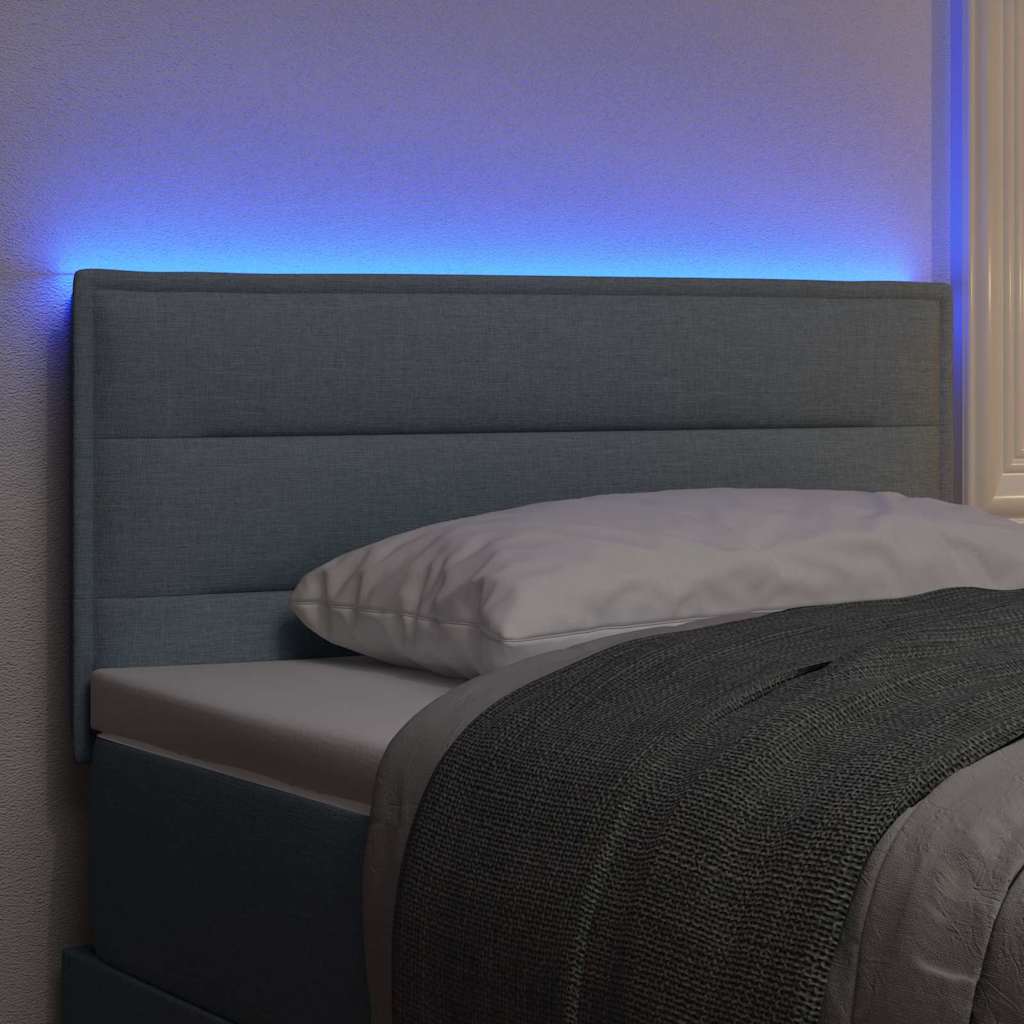LED sengegavl med LED-lysstrimler Lysegrå 80 cm Stof