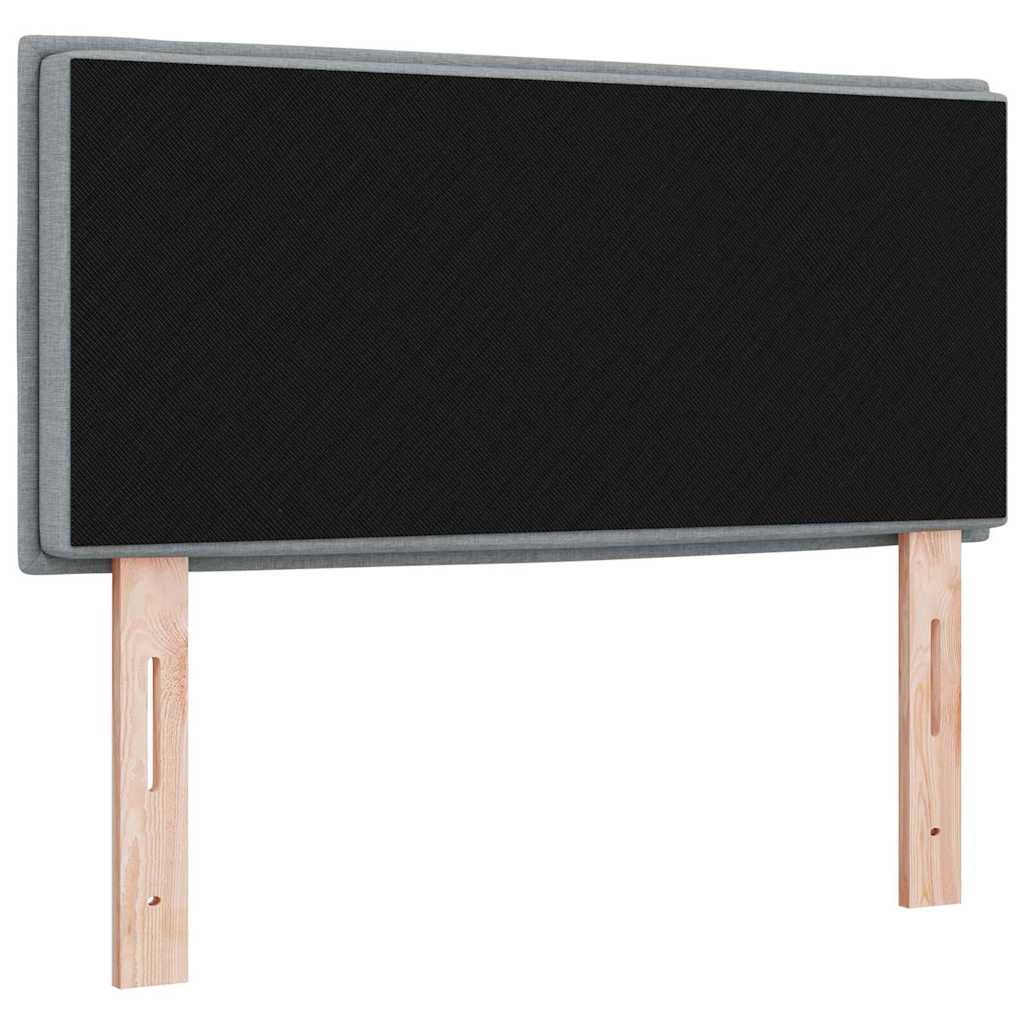 LED sengegavl med LED-lysstrimler Lysegrå 80 cm Stof