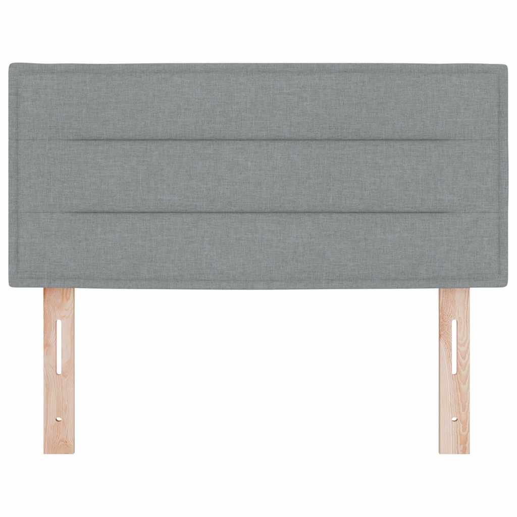 LED sengegavl med LED-lysstrimler Lysegrå 80 cm Stof
