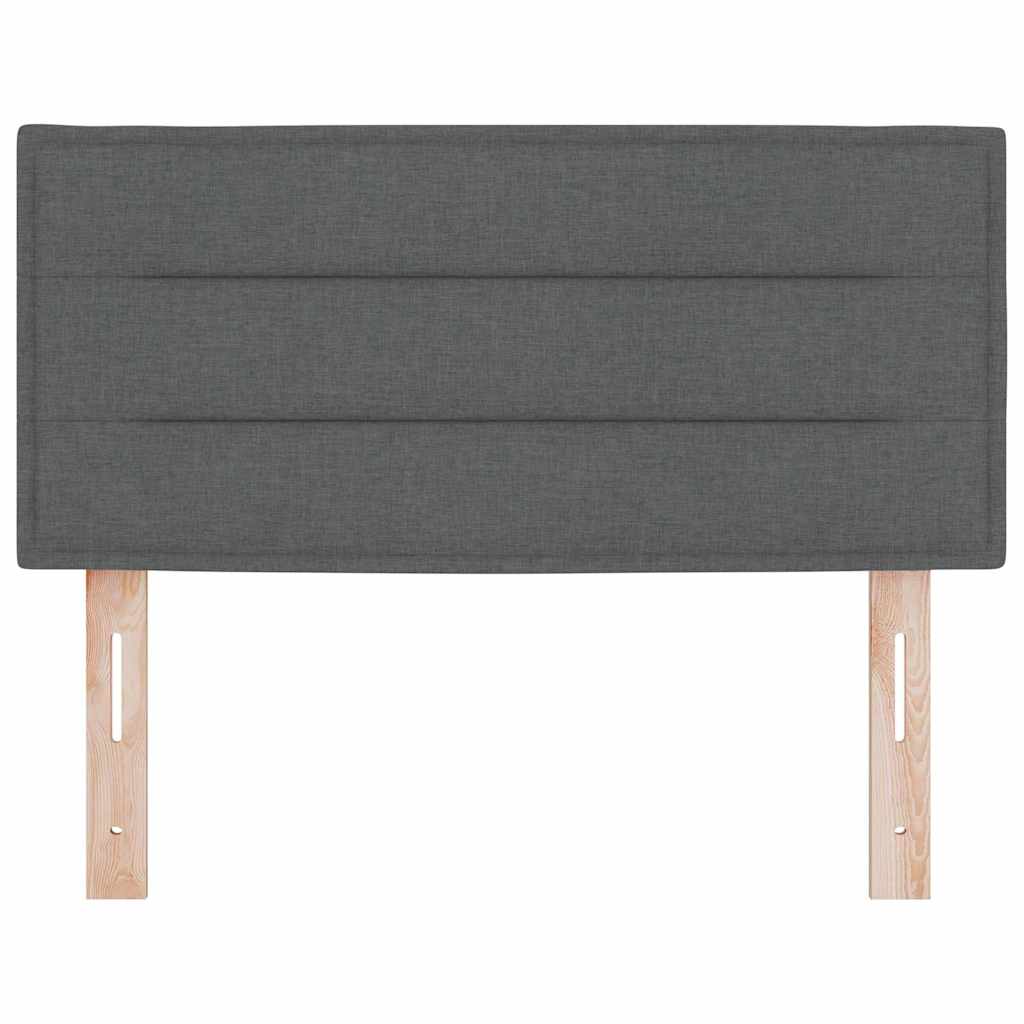 LED sengegavl med LED-lysstrimler Mørkegrå 80 cm Stof