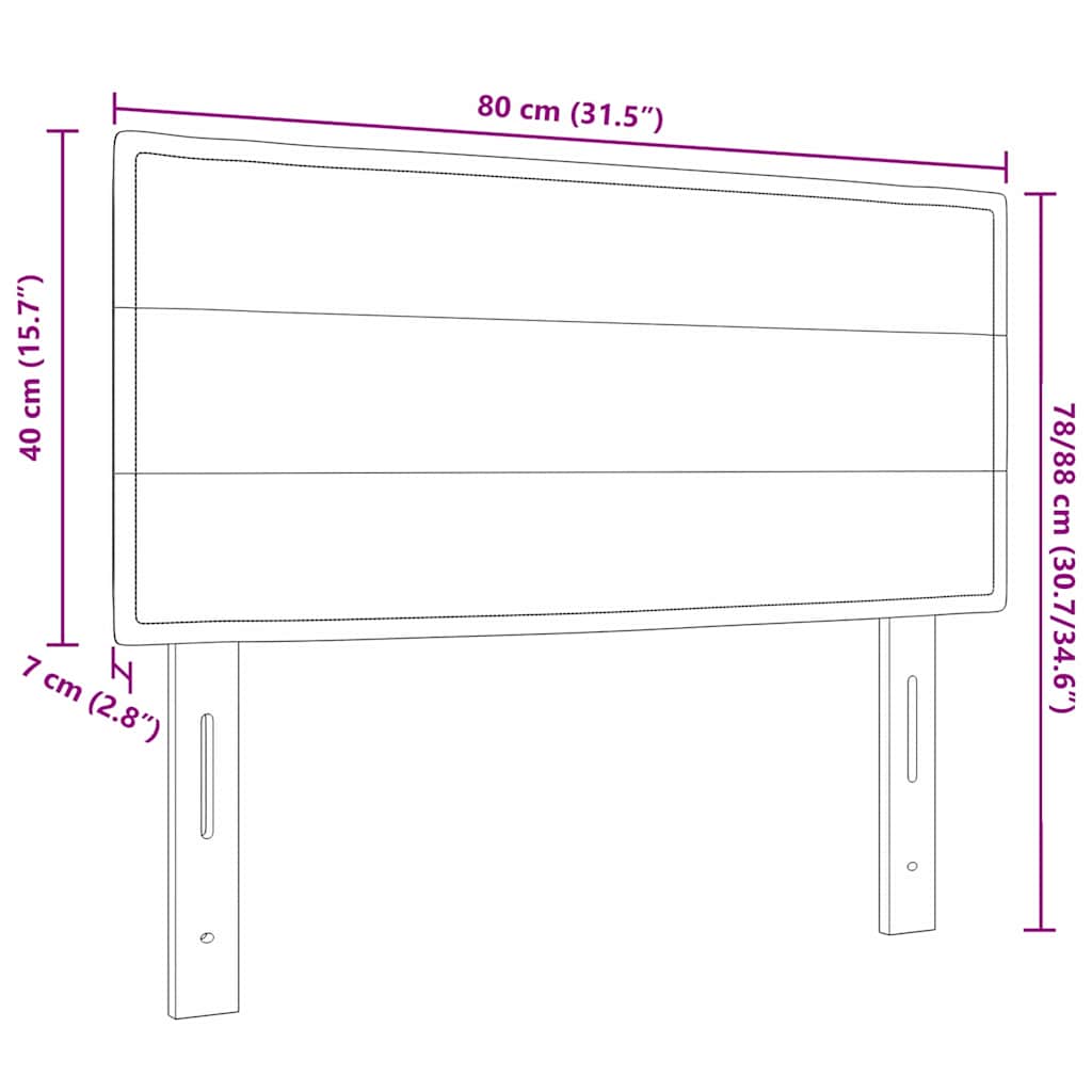 LED sengegavl med LED-lysstrimler Mørkegrå 80 cm Stof