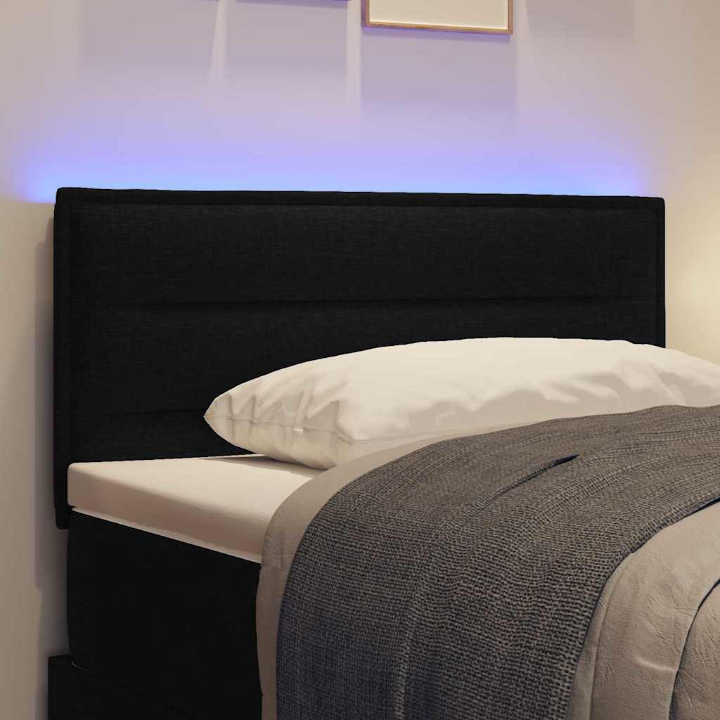 LED sengegavl med LED-lysstrimler Sort 80 cm Stof