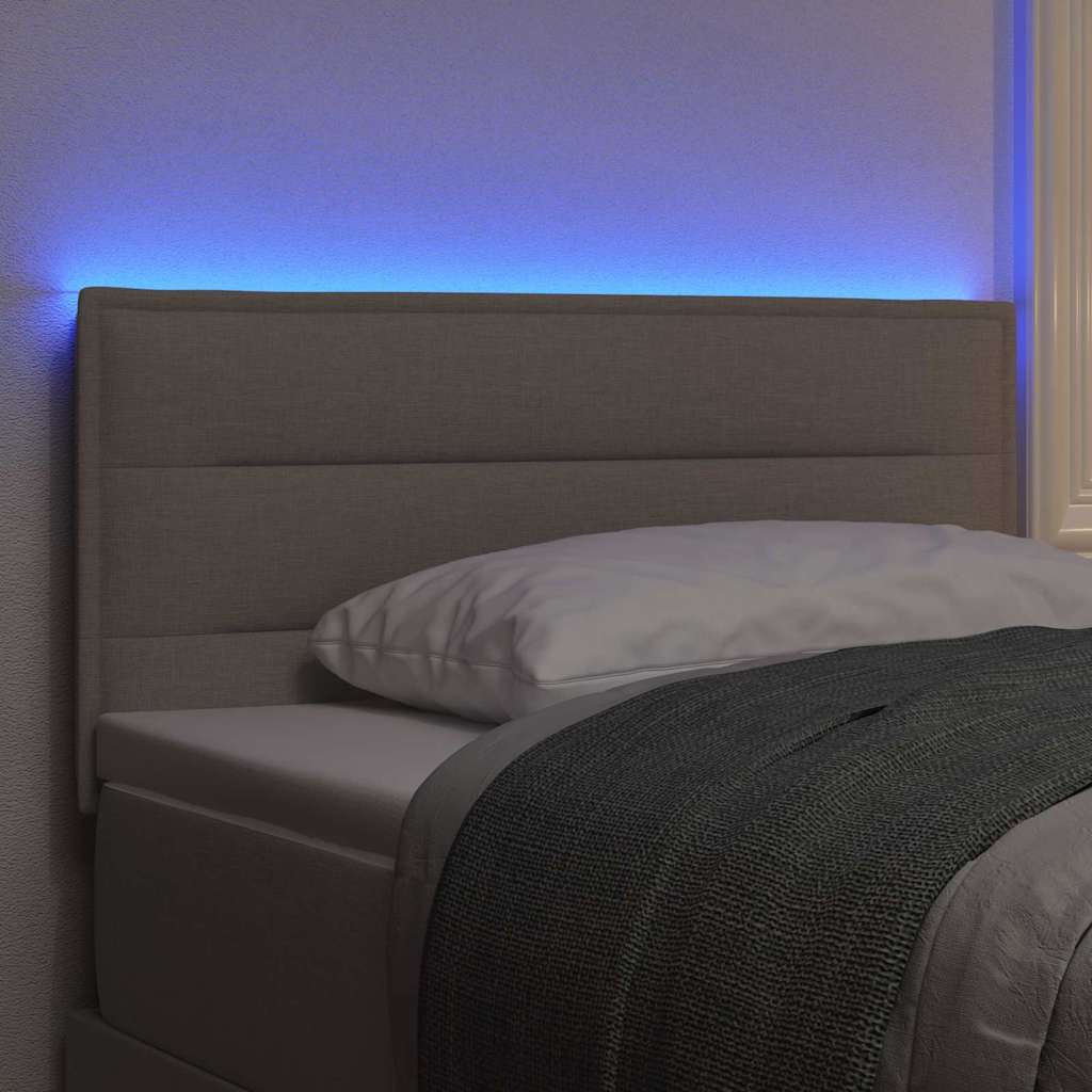 LED sengegavl Gråbrun Stof