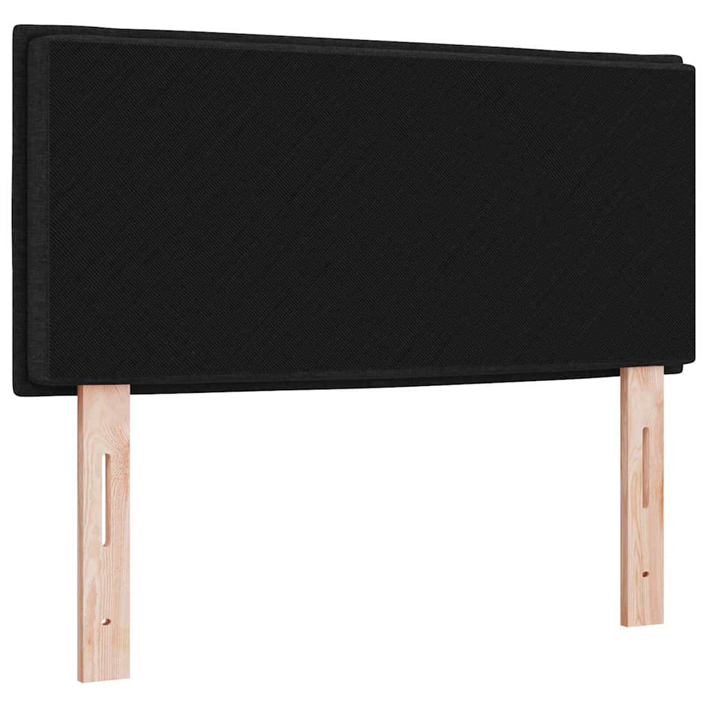 LED sengegavl med LED-lysstrimler Sort 90 cm Stof