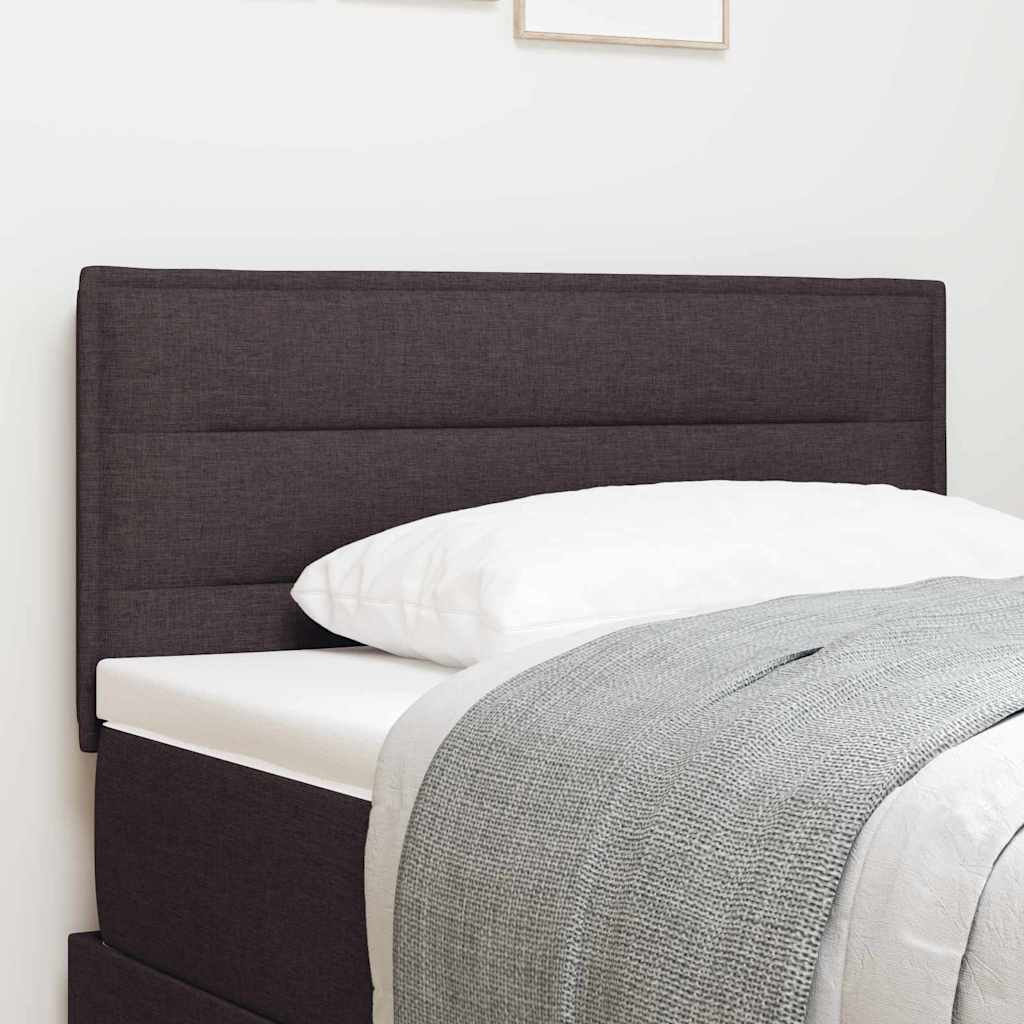LED sengegavl med LED-lysstrimler Mørk Brun 90 cm Stof