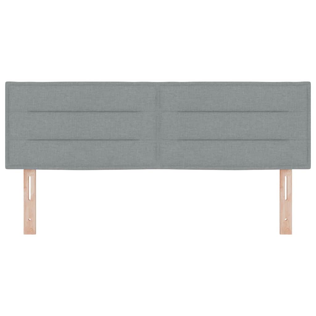 LED sengegavl med LED-lysstrimler Lysegrå 144 cm Stof
