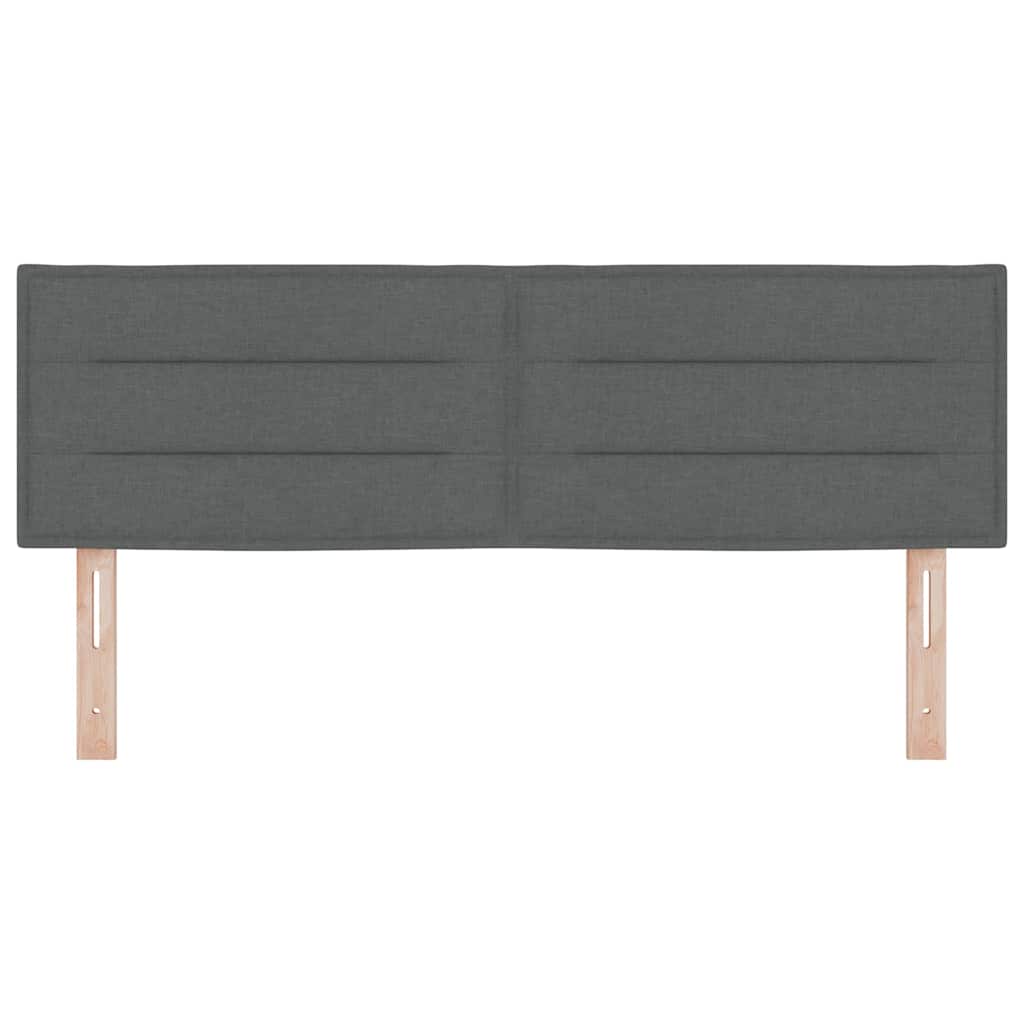 LED sengegavl med LED-lysstrimler Mørkegrå 144 cm Stof