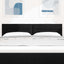 LED sengegavl med LED-lysstrimler Sort 144 cm Stof