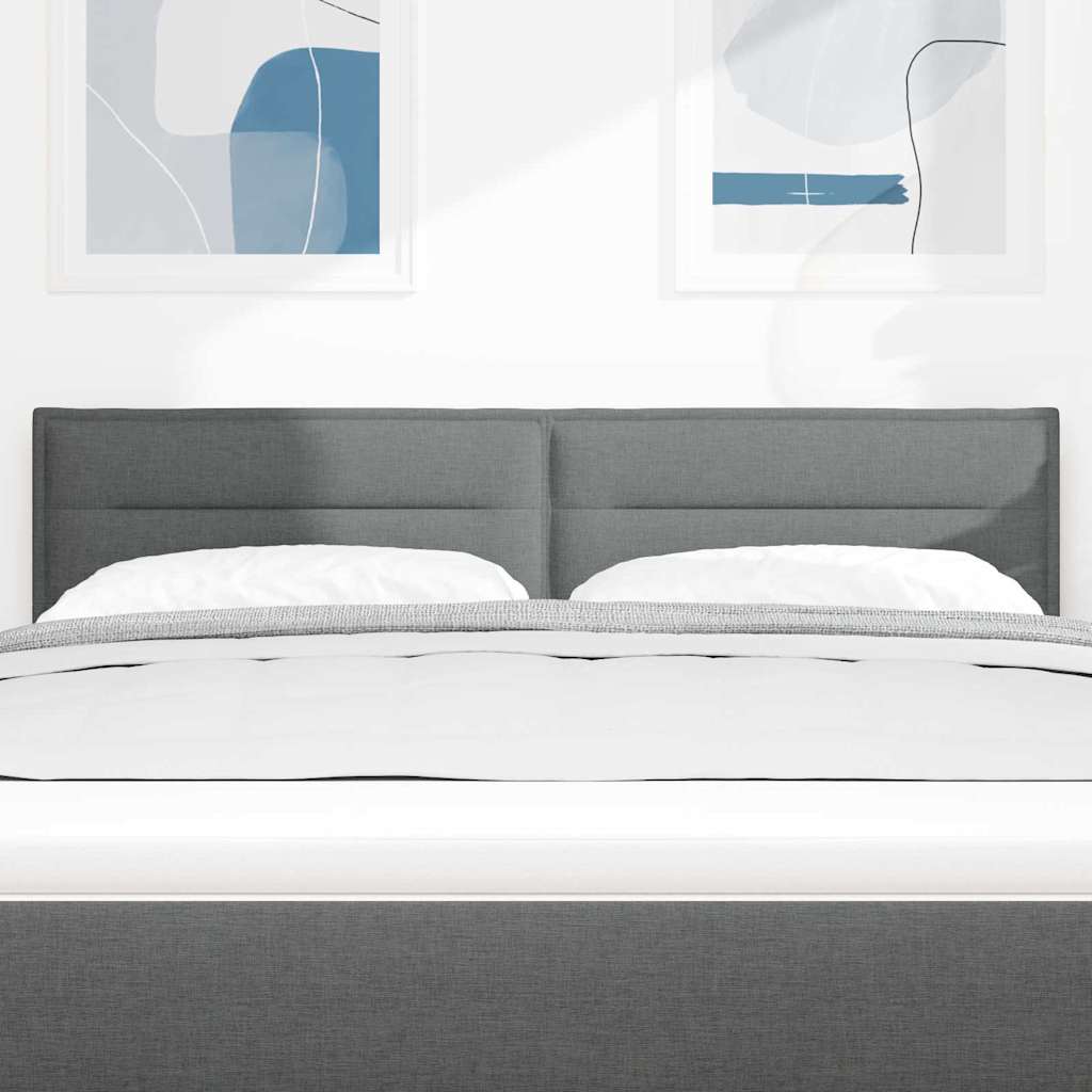 LED sengegavl med LED-lysstrimler Mørkegrå 160 cm Stof