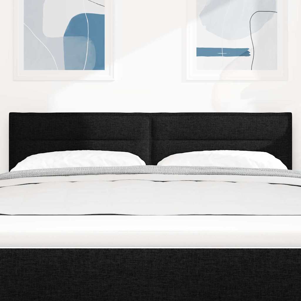 LED sengegavl med LED-lysstrimler Sort 160 cm Stof