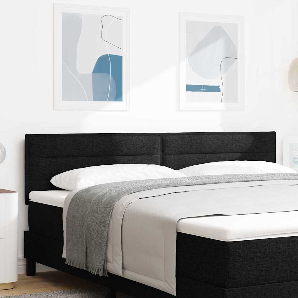 LED sengegavl med LED-lysstrimler Sort 180 cm Stof