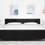 LED sengegavl med LED-lysstrimler Sort 180 cm Stof