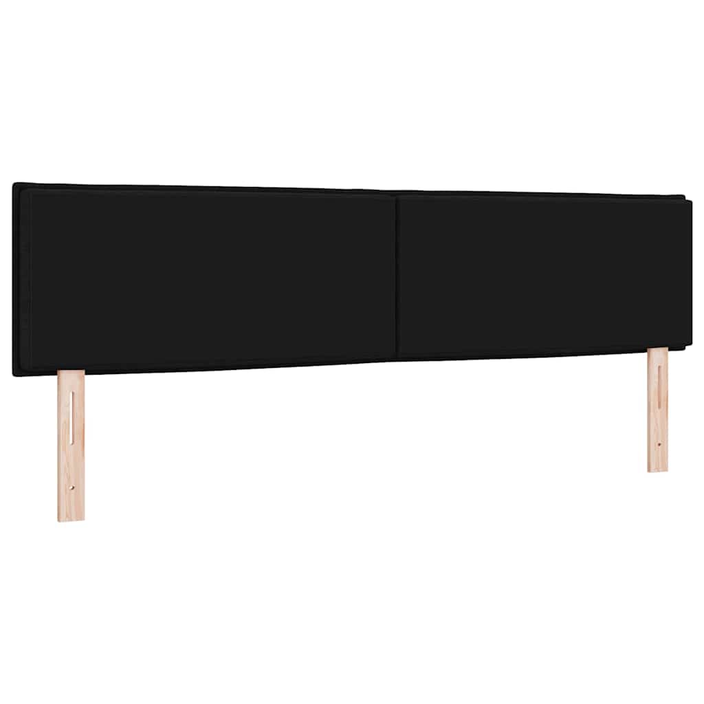 LED sengegavl med LED-lysstrimler Sort 180 cm Stof