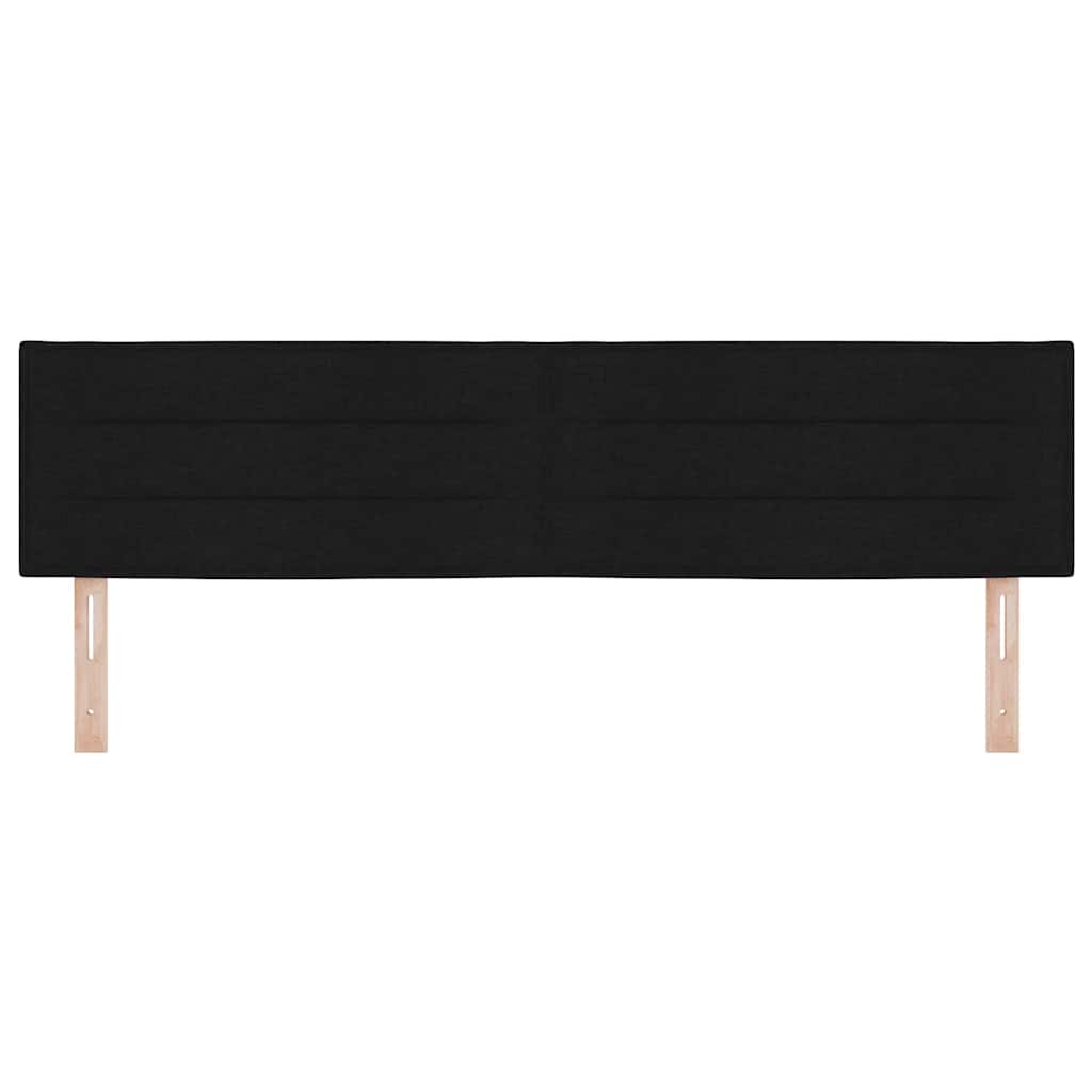 LED sengegavl med LED-lysstrimler Sort 180 cm Stof