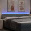 LED sengegavl med LED-lysstrimler Lysegrå 200 cm Stof