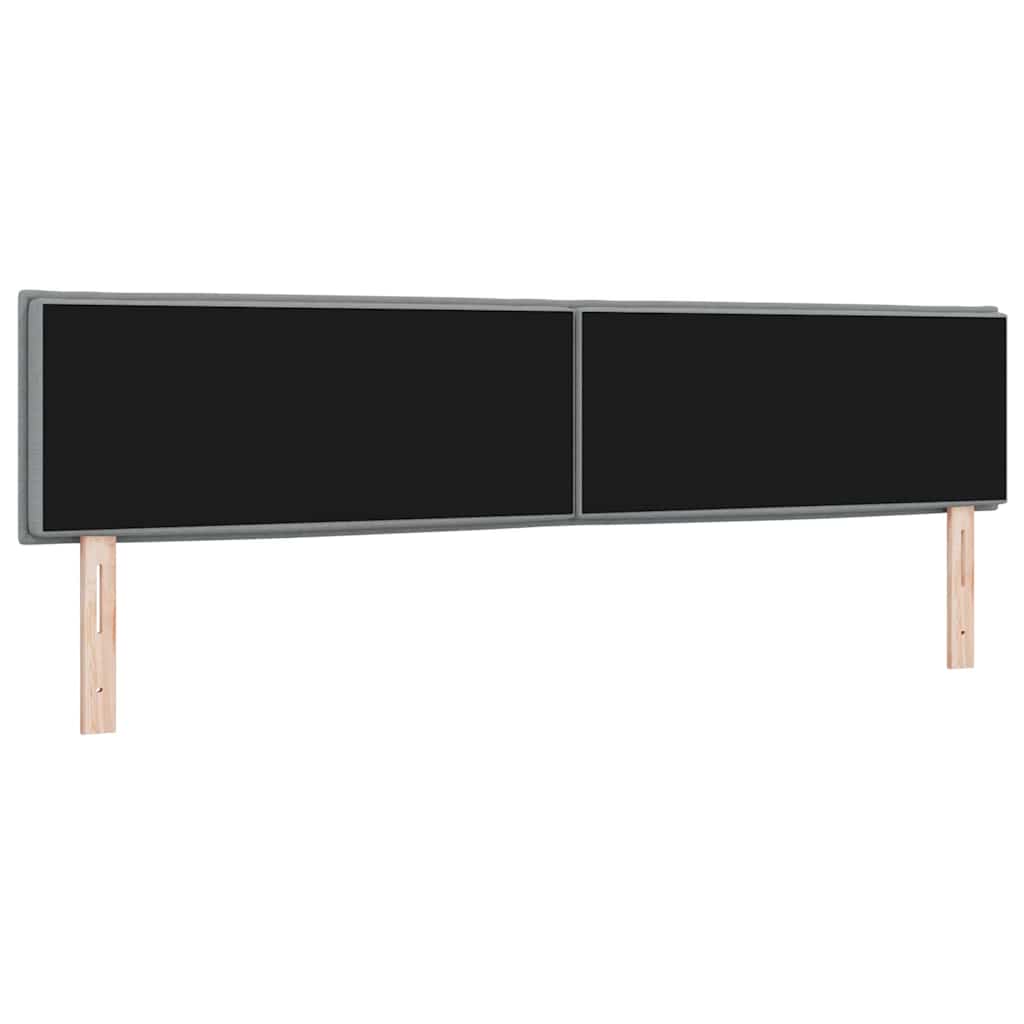 LED sengegavl med LED-lysstrimler Lysegrå 200 cm Stof