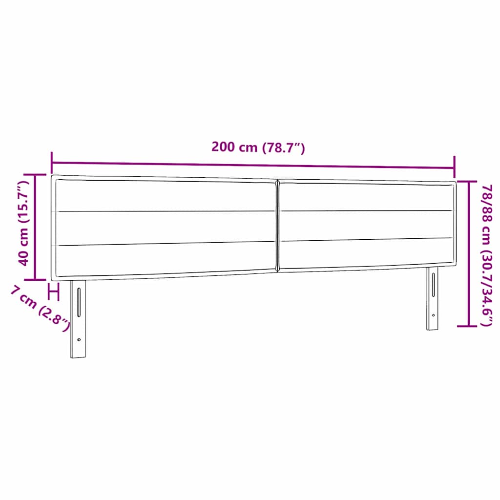 LED sengegavl med LED-lysstrimler Mørk Brun 200 cm Stof