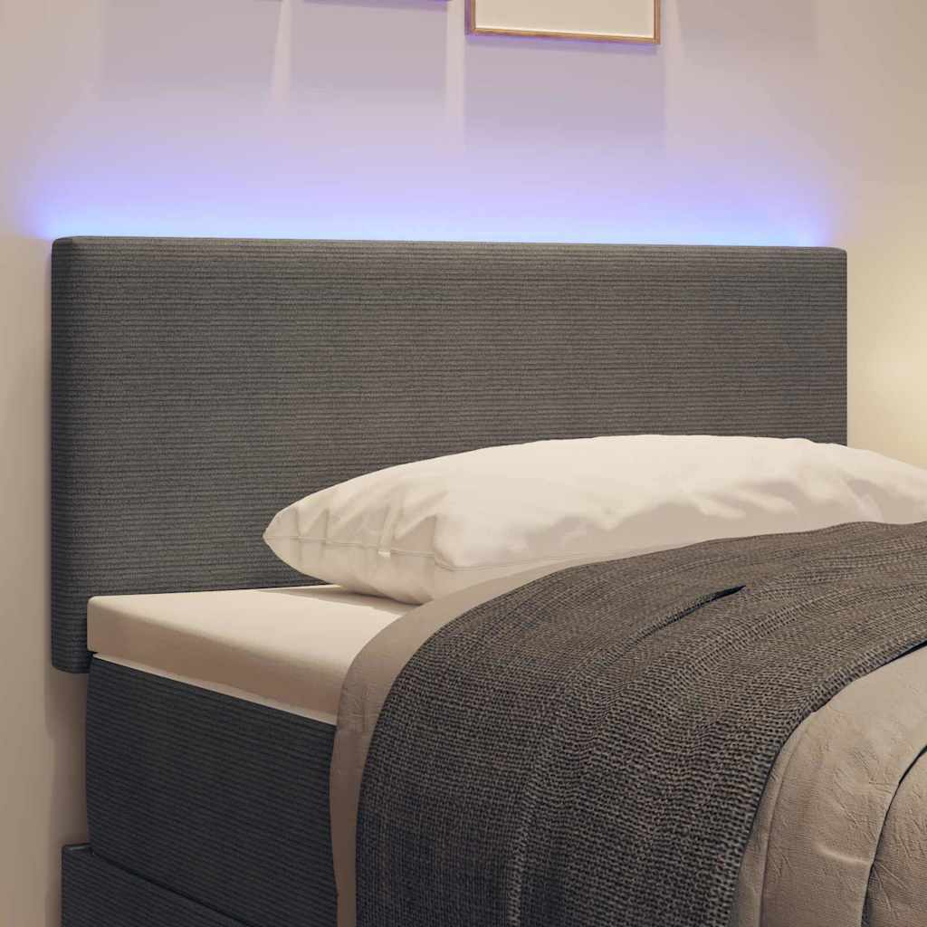 LED sengegavl med LED-lysstrimler Lysegrå 80 cm Velourstof