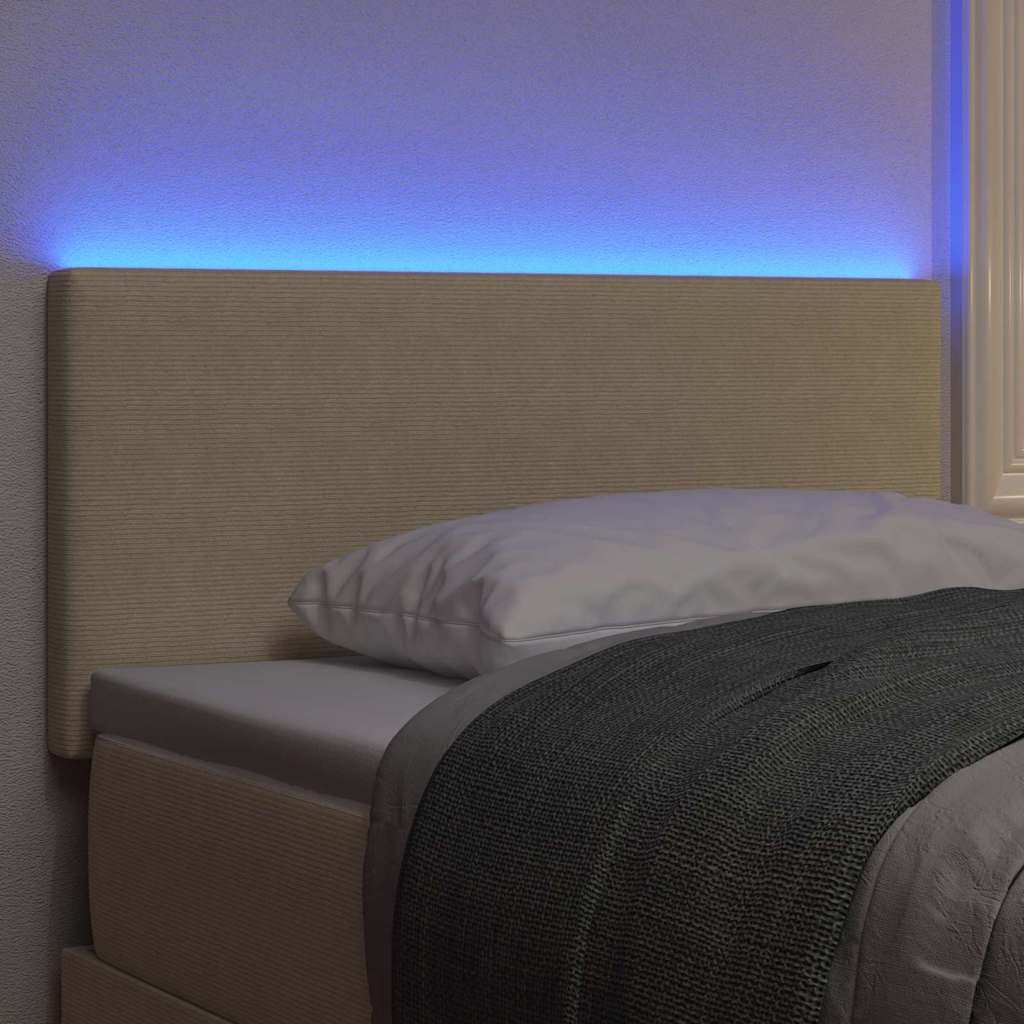LED sengegavl med LED-lysstrimler Grågrøn 80 cm Velourstof