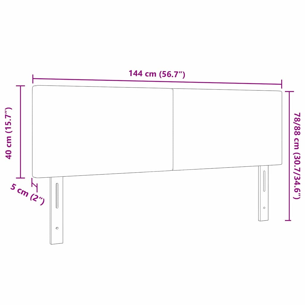LED sengegavl med LED-lysstrimler Lysegrå 144 cm Velourstof