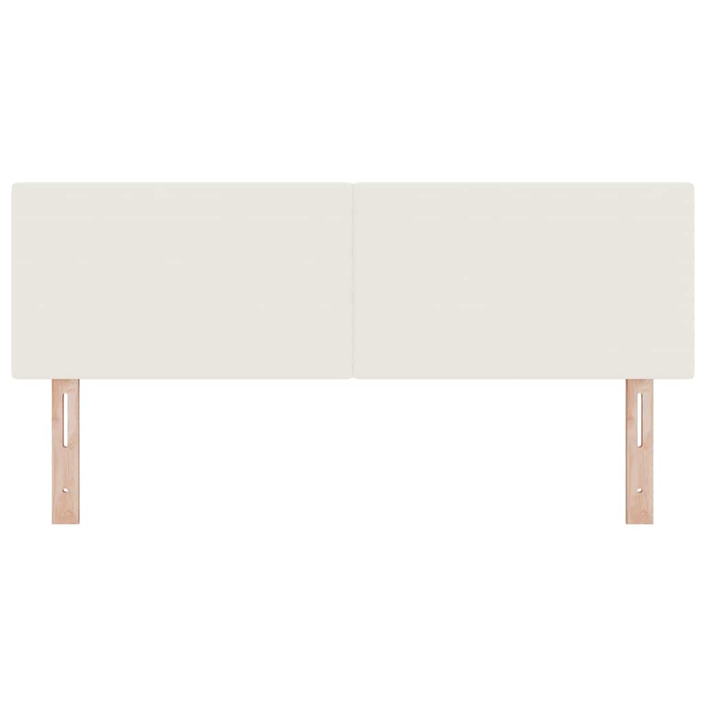 LED sengegavl med LED-lysstrimler Creme 160 cm Velourstof