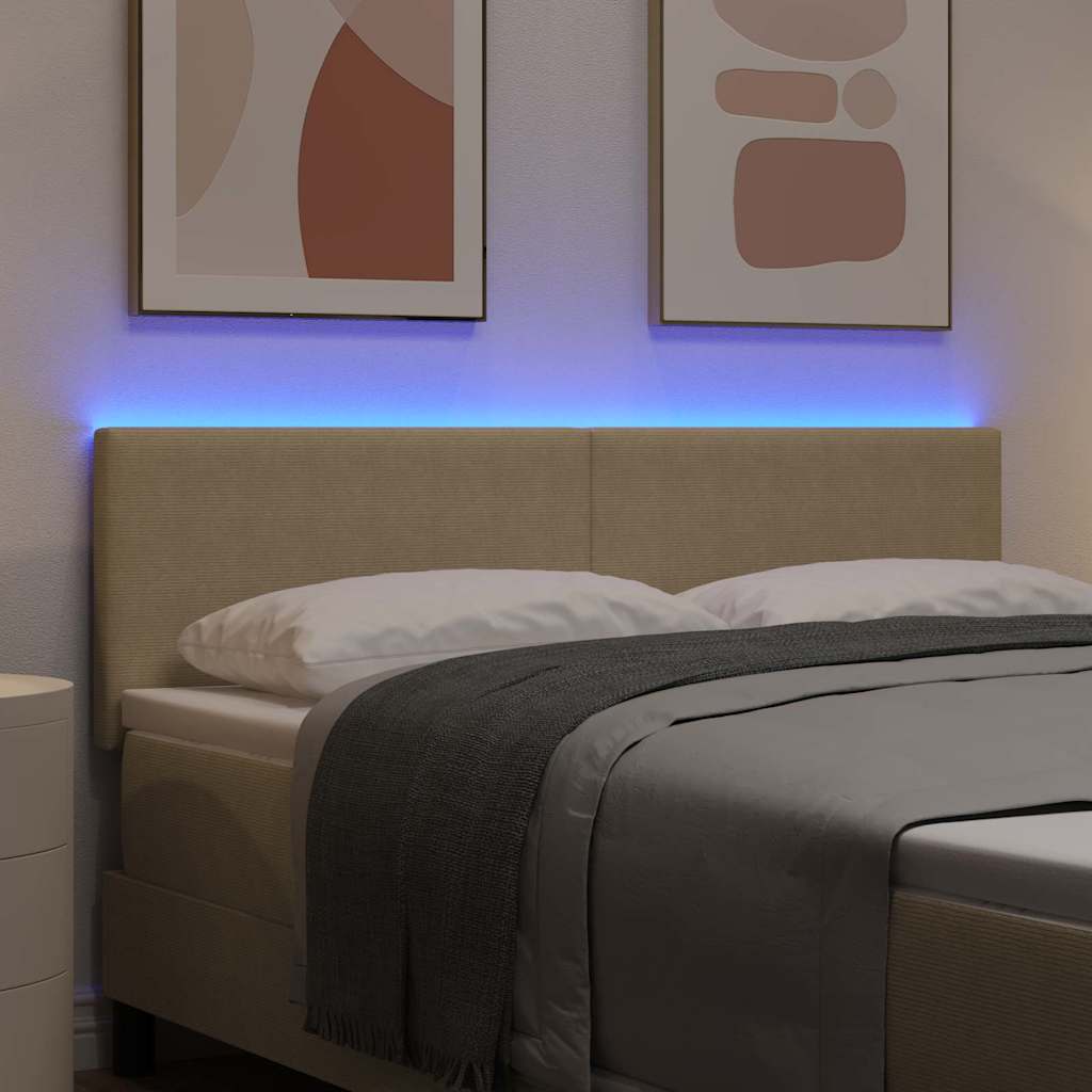 LED sengegavl med LED-lysstrimler Grågrøn 160 cm Velourstof