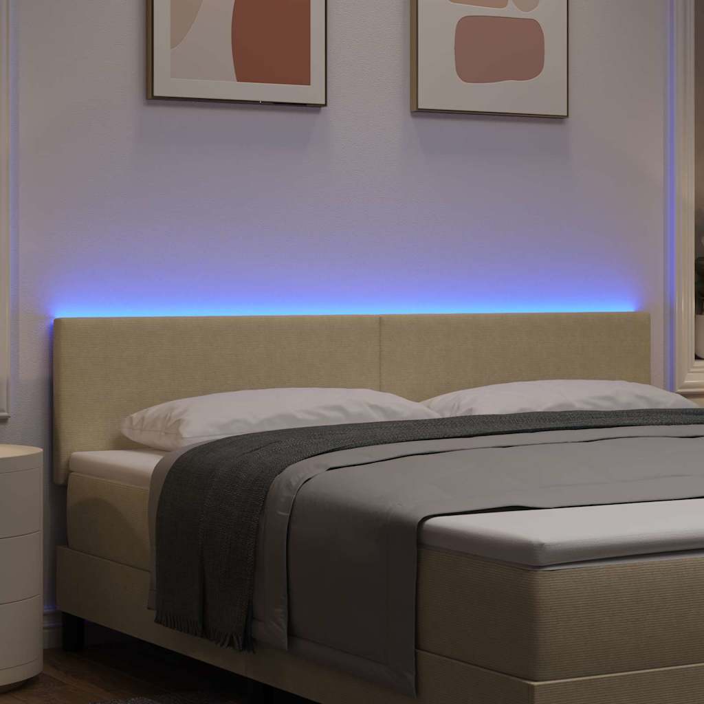 LED sengegavl med LED-lysstrimler Grågrøn 180 cm Velourstof