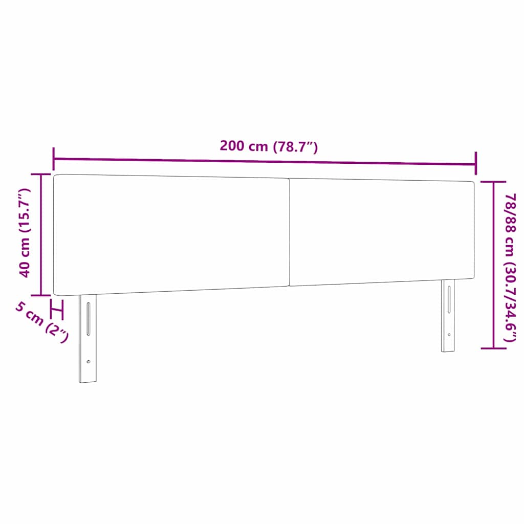 LED sengegavl med LED-lysstrimler Grågrøn 200 cm Velourstof