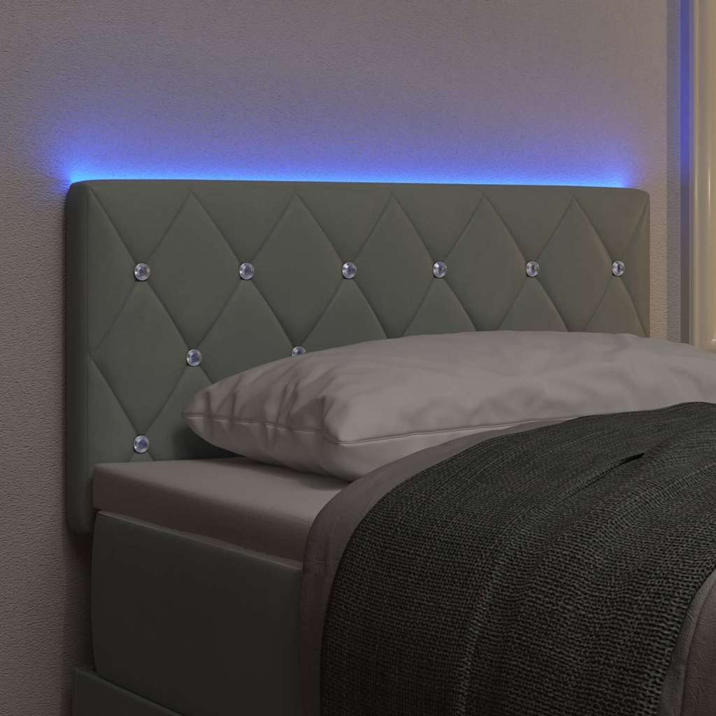 LED sengegavl med LED-lysstrimler Lysegrå 80 cm Fløjl