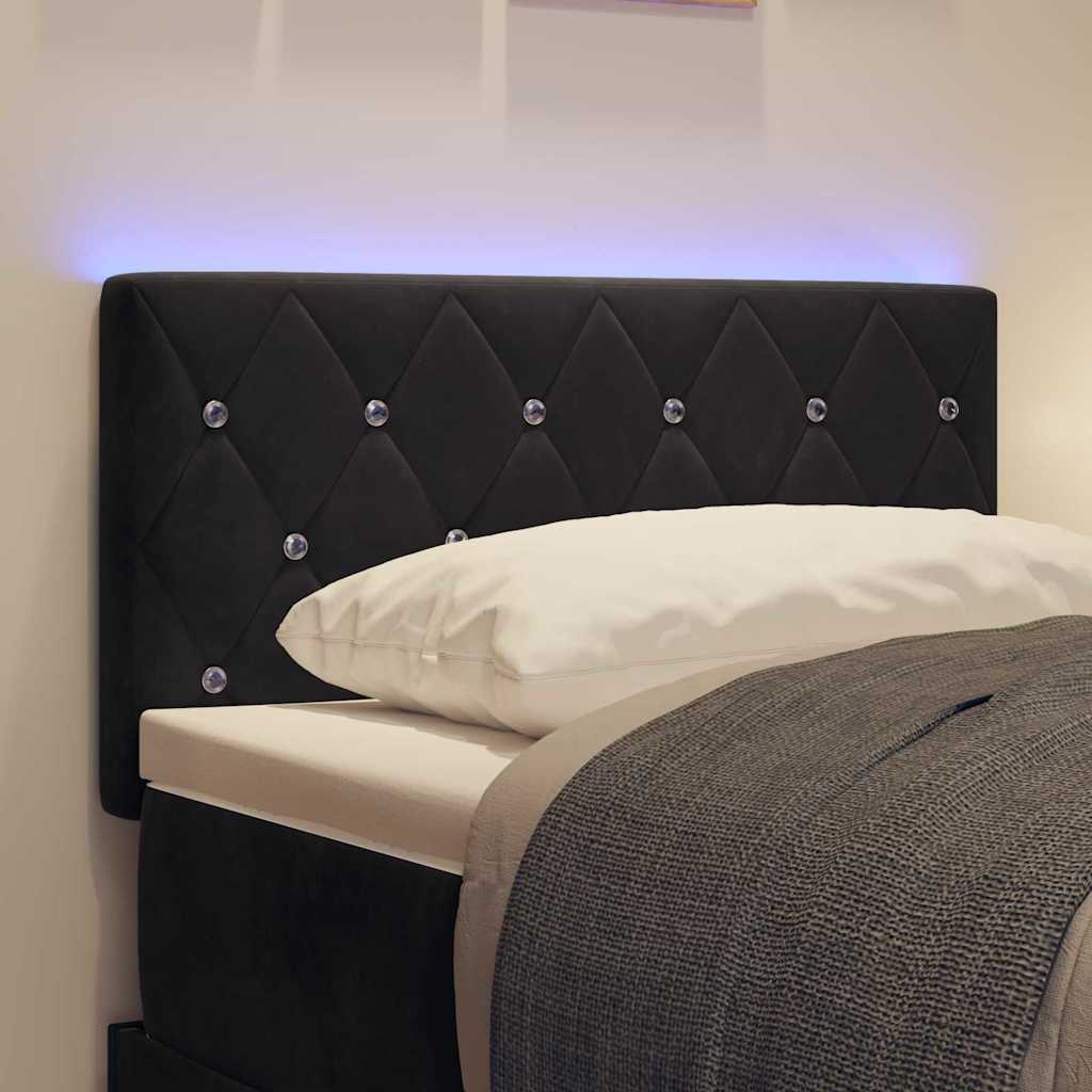 LED sengegavl med LED-lysstrimler Sort 80 cm Fløjl