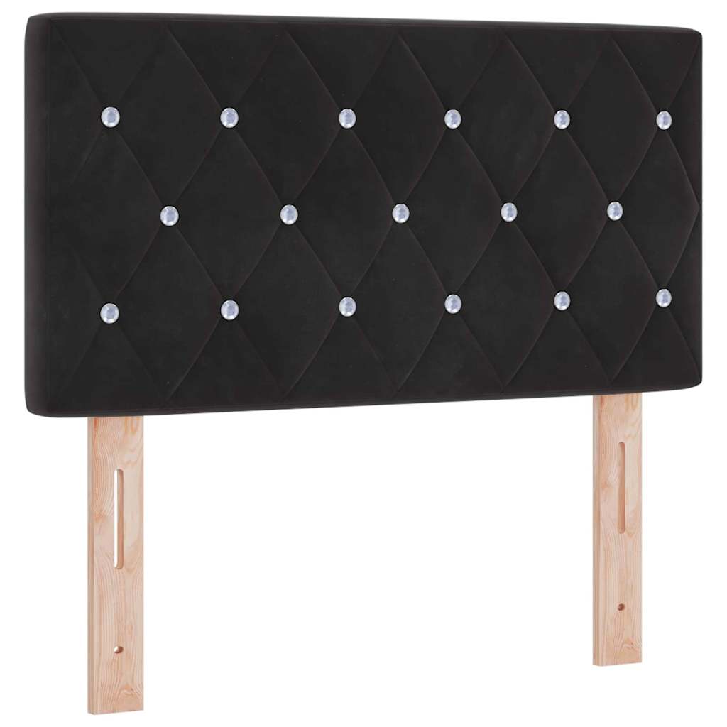 LED sengegavl med LED-lysstrimler Sort 80 cm Fløjl