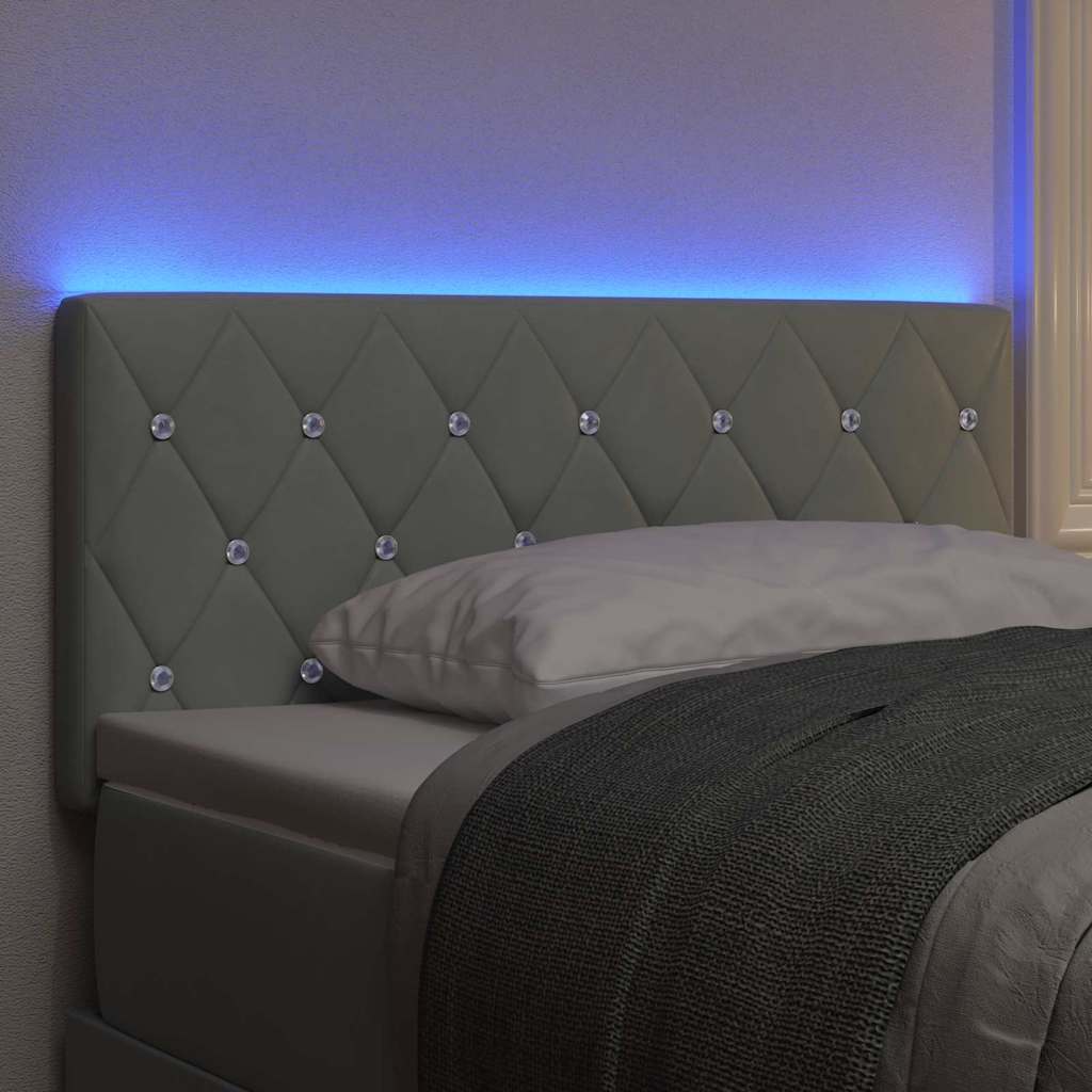 LED sengegavl med LED-lysstrimler Lysegrå 90 cm Fløjl