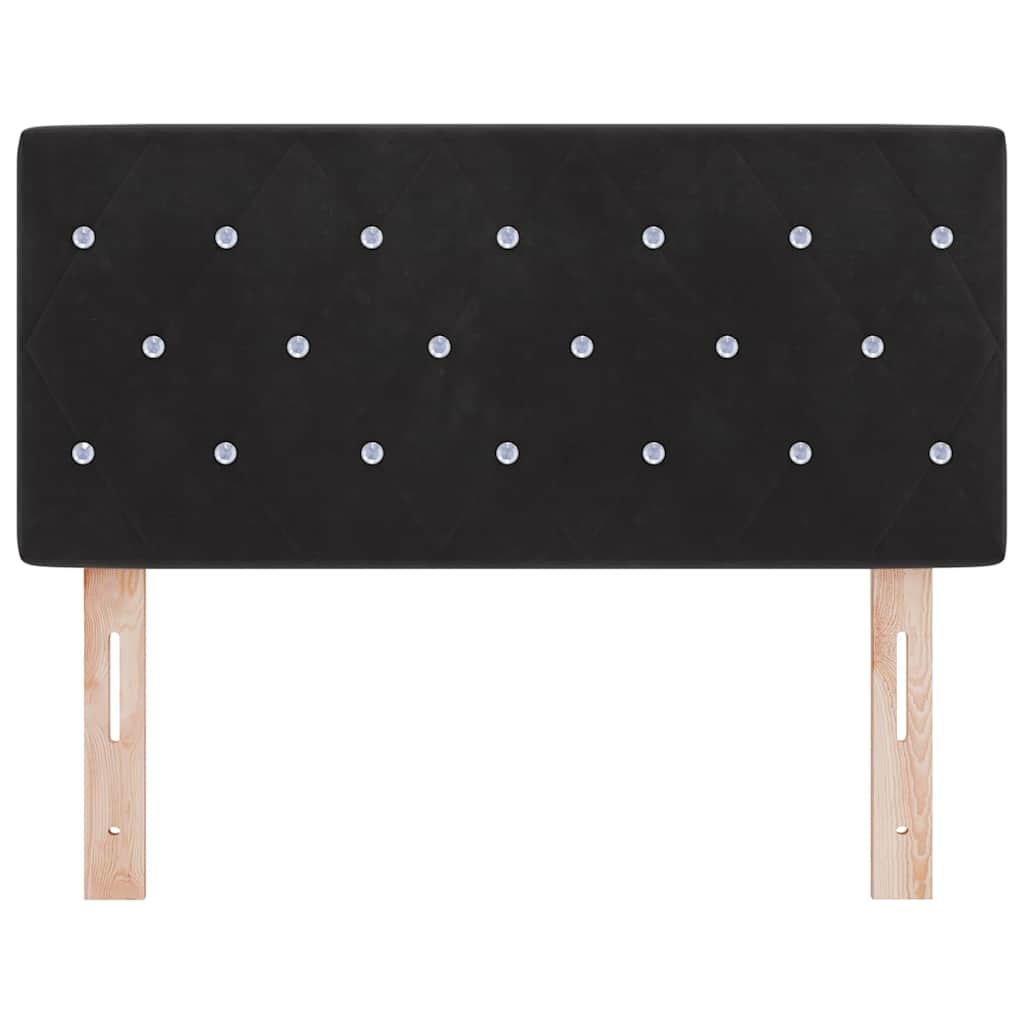 LED sengegavl med LED-lysstrimler Sort 90 cm Fløjl