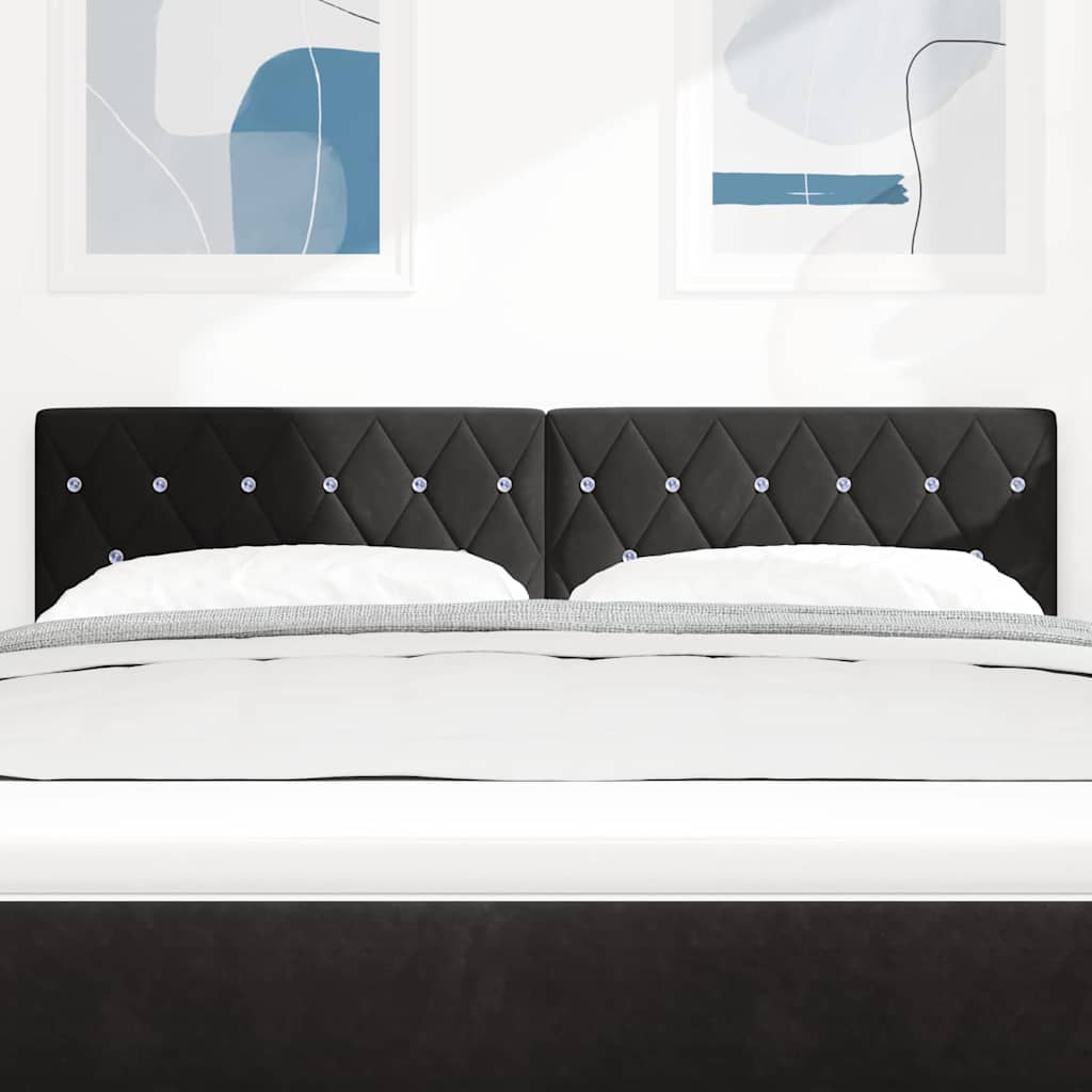 LED sengegavl med LED-lysstrimler Sort 144 cm Fløjl