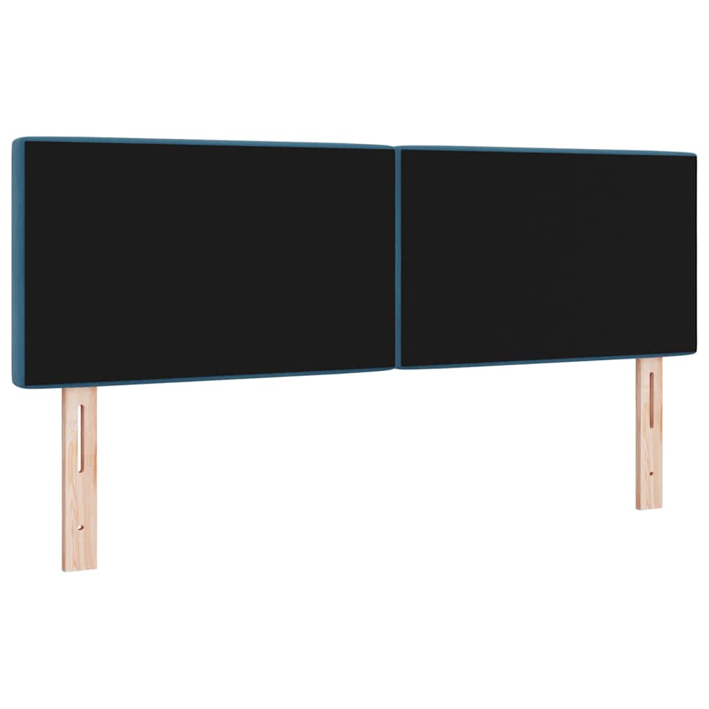 LED sengegavl med LED-lysstrimler Mørk blå 144 cm Fløjl
