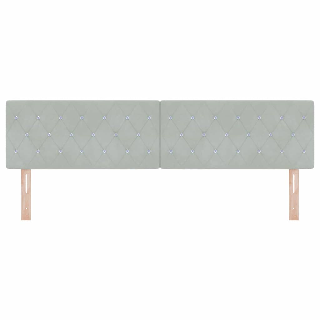 LED sengegavl med LED-lysstrimler Lysegrå 180 cm Fløjl