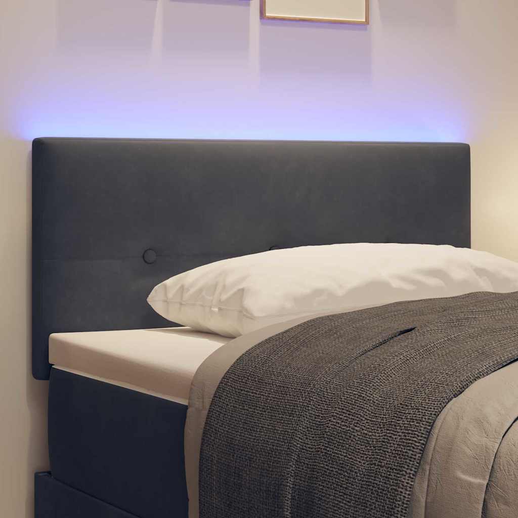LED sengegavl med LED-lysstrimler Grå 80 cm Fløjl