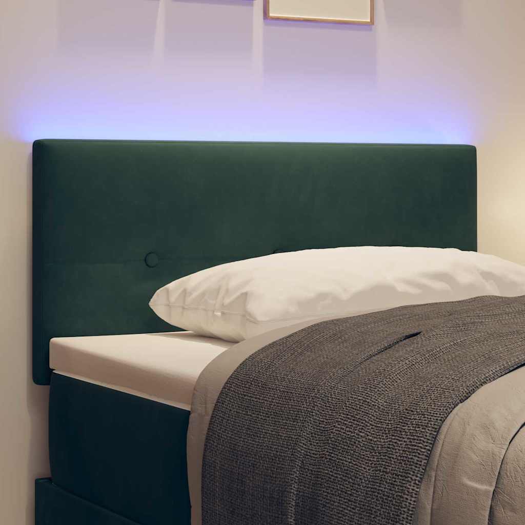 LED sengegavl med LED-lysstrimler Grøn 90 cm Fløjl