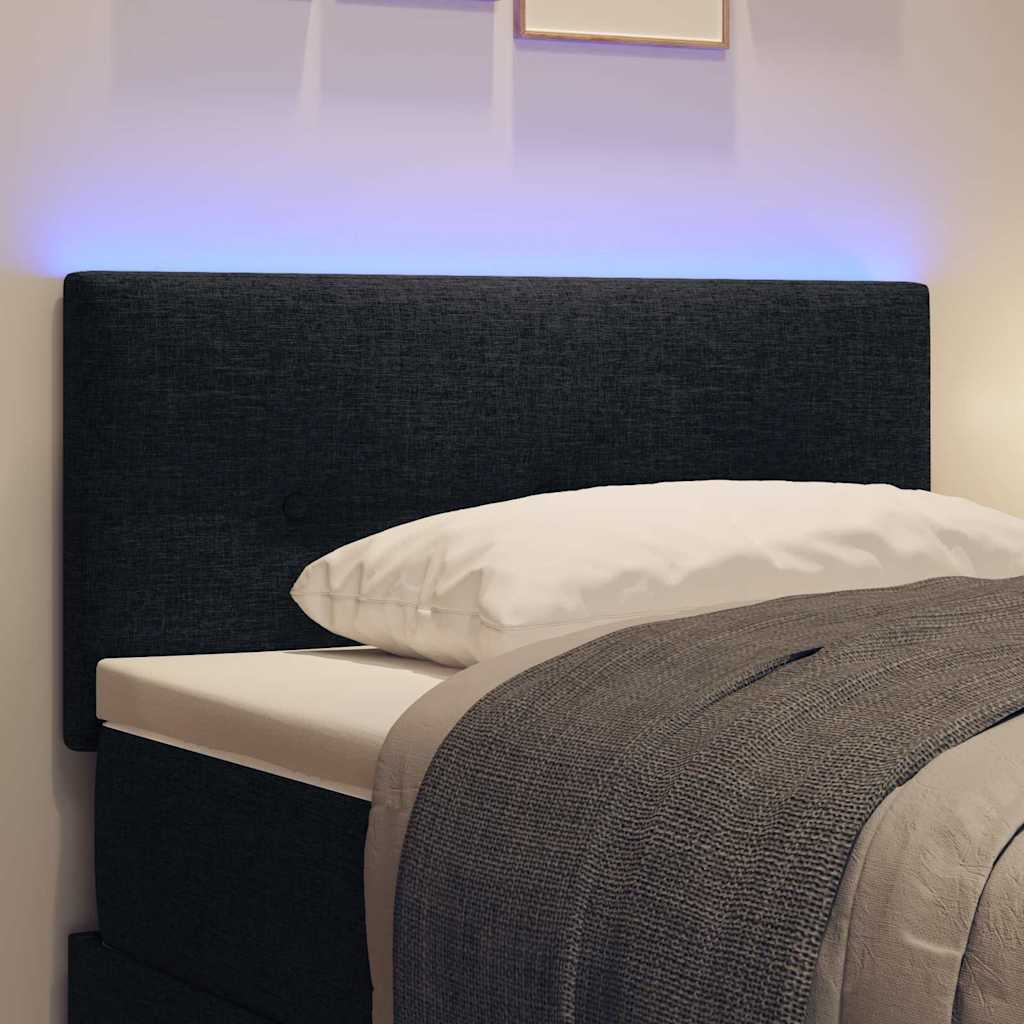 LED sengegavl med LED-lysstrimler Sort 100 cm Stof
