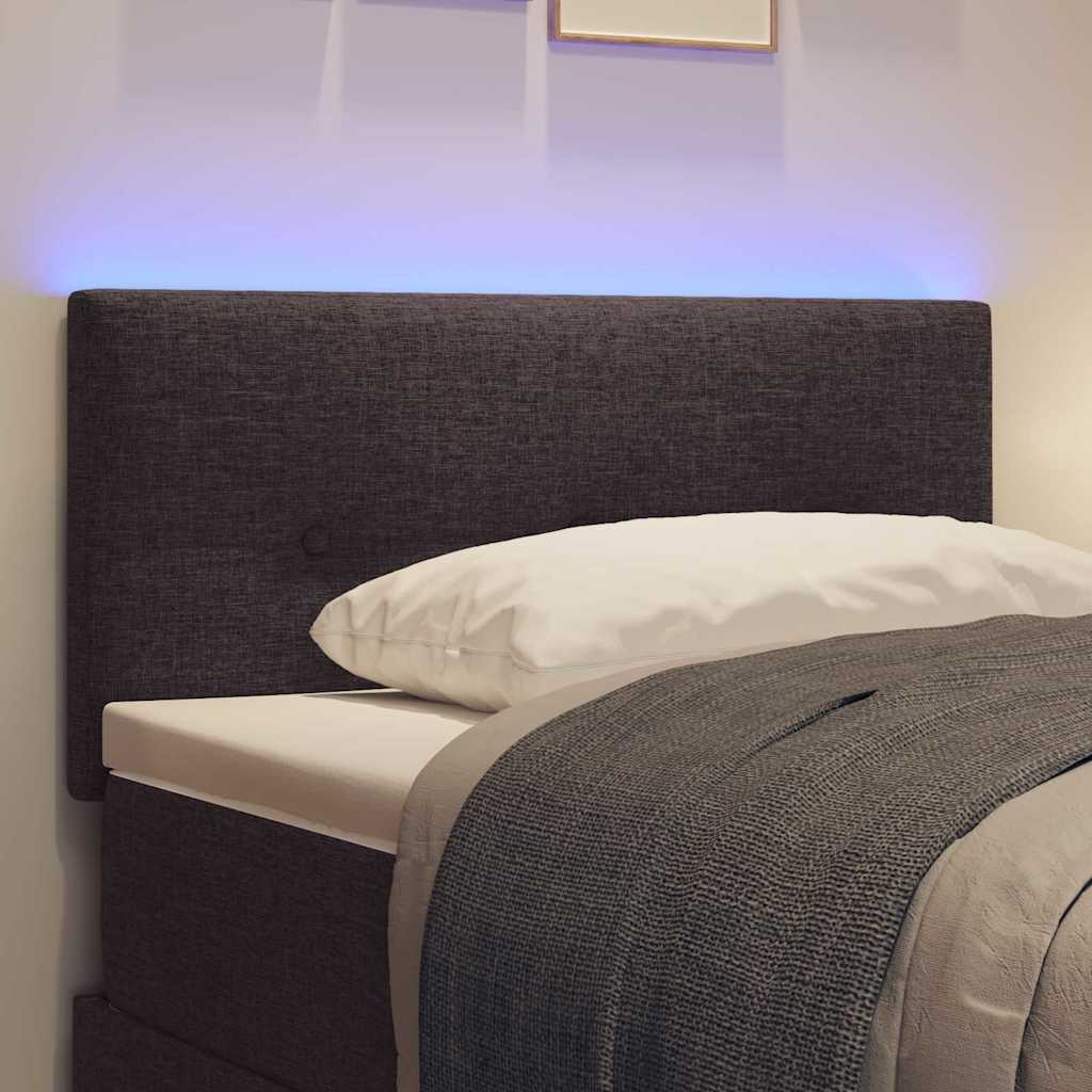 LED sengegavl med LED-lysstrimler Mørk Brun 100 cm Stof