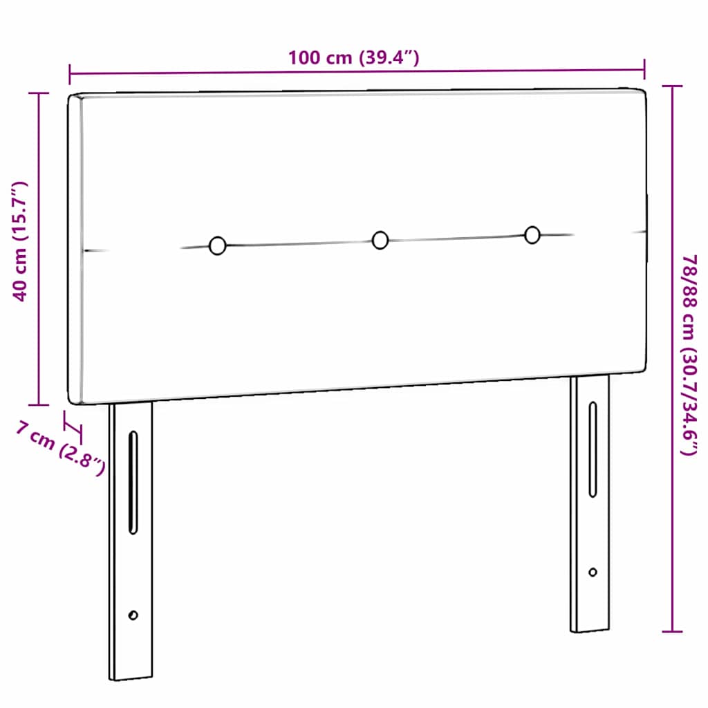 LED sengegavl med LED-lysstrimler Blå 100 cm Stof