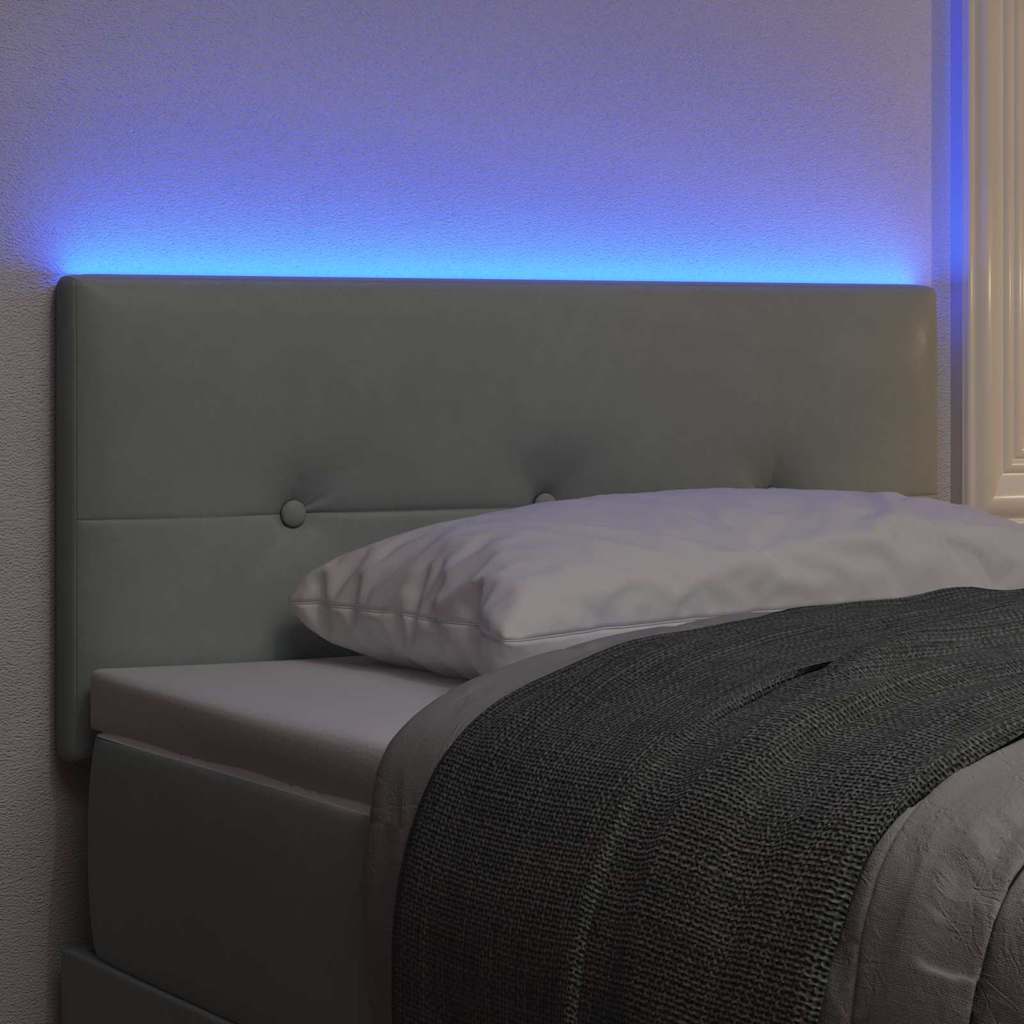 LED sengegavl med LED-lysstrimler Lysegrå 100 cm Fløjl